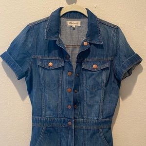 Madewell denim short worksuit